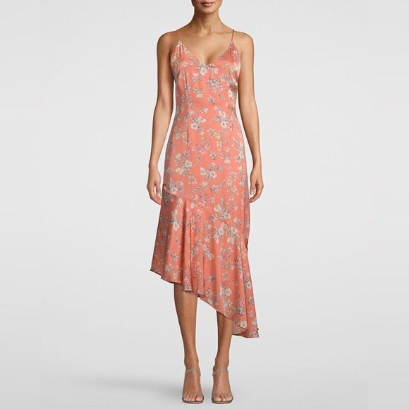 White House Black Market FLORAL-PRINT ASYMMETRICAL MIDI DRESS size 4 - Picture 1 of 9